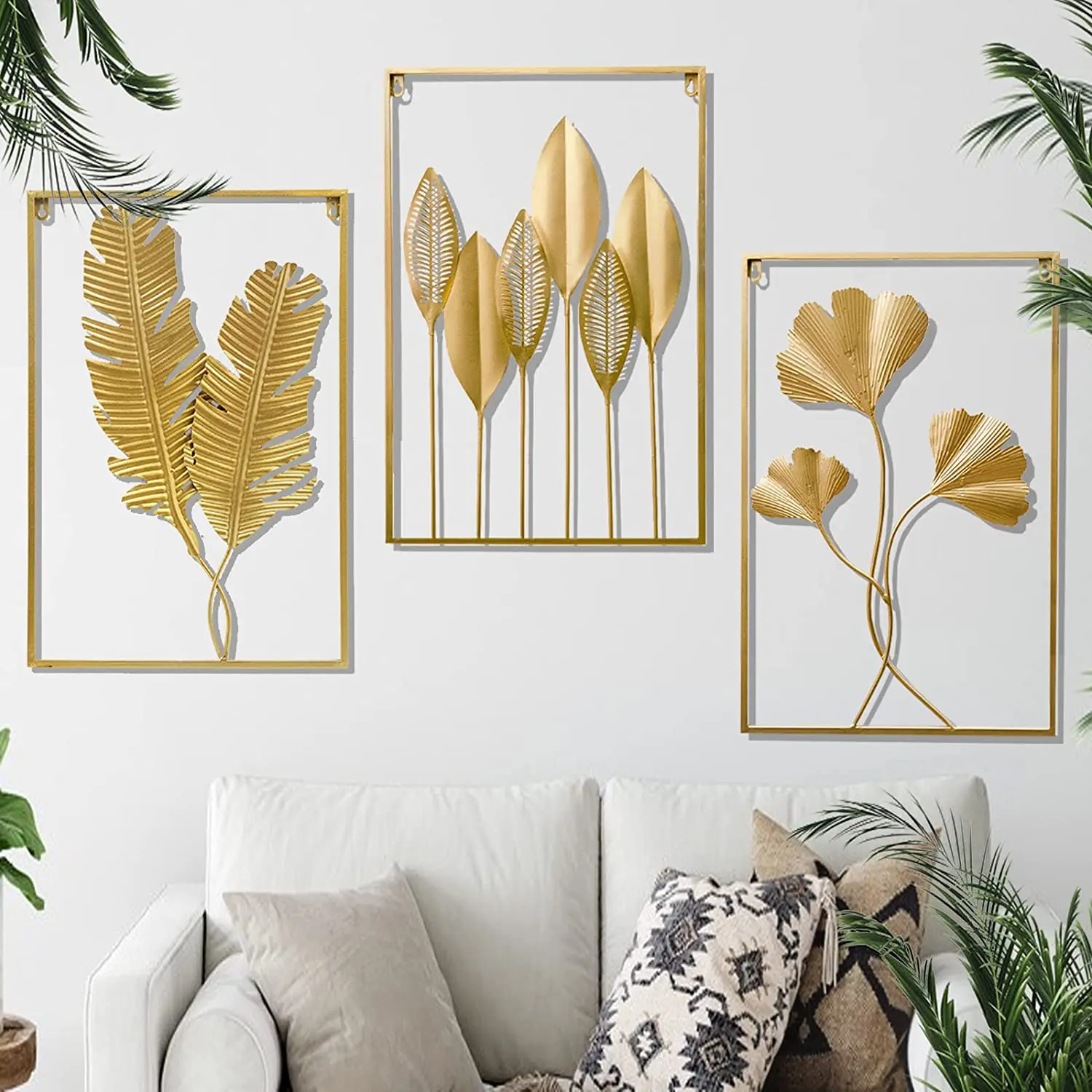 Hiasan dinding wall decor 40*60cm hiasan dinding bunga daun dan hiasan estetik inding besi sofa ruang tamu kreatif modern latar belakang dekorasi ruangan