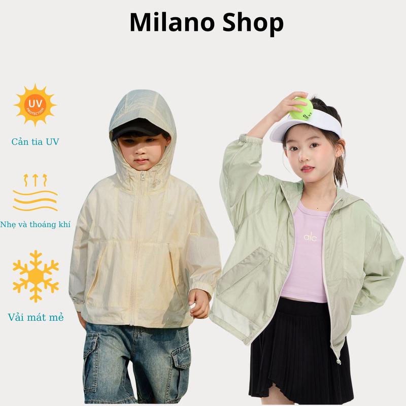 Áo chống nắng, cản gió dành cho bé trai, bé gái chất liệu vải gió cao cấp, có thoáng khí tản nhiệt 2 bên sườn mẫu mới 2025