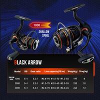 Gambar SEASIRORIGIN BLACK ARROW 1000-3000 Reel Pancing Putar, Power Handle Reel Tahan Air Kumparan Dangkal Aluminium, Bantalan Bola 5+1, Rasio Gir 5.2:1, Tarikan Maksimal 13KG, Gir Utama Logam Tarikan Kuat Lebih Halus Berkualitas saltwater Laut - 1000s dari SEASIR Kab. Tangerang 2 Tokopedia