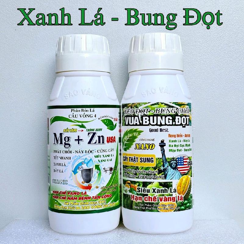 Combo 1 chai phân bón lá Mg-Zn + 1 chai phân bón lá Vua Bung Đọt 500ml - Bộ đôi phân bón lá Phục hồi cây trồng, Bung đọt mạnh và xanh dày lá
