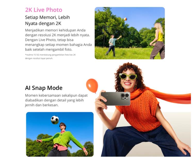 realme 15 5G 8+256GB & 12+256GB Dimensity 7300+ 5G Chipset 50MP SONY AI CAMERA 50MP Selfie Camera | 7000mAh 80W Ultra Charge | GARANSI RESMI