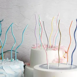 Livvo 6 PCS Lilin Ulang Tahun Wavy / Lilin Spiral Metalik Birthday Candle Premium