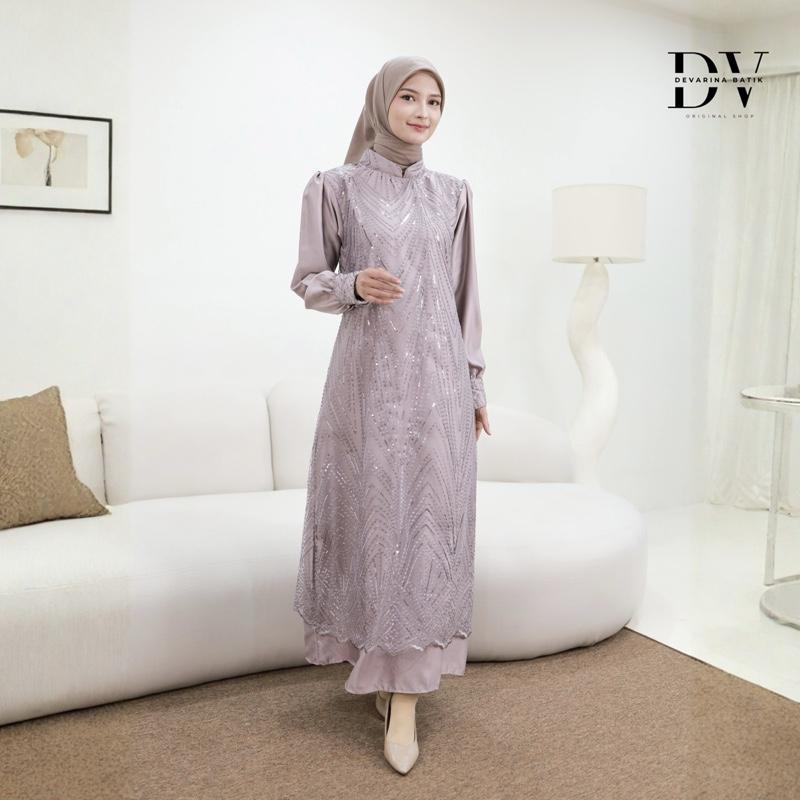 Devarina - NAYRA Dress Set Tunik Blouse Lace Terbaru Gamis Kondangan Dres Lebaran Kekinian Hijab Non Hijab Special Price