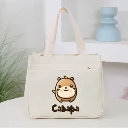 Túi mini đa năng đựng cơm,đựng mỹ phẩm sức chứa lớn vải Canvas phong cách Nhật Bản hoạ tiết Labubu Bag Hoa HAT131 6