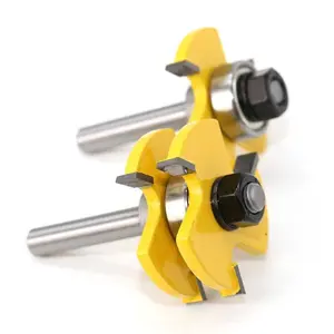 1/4" Mata Profil Tounge Joint Router Bit Tenon Set Woodworing Kuning Tukang kayu