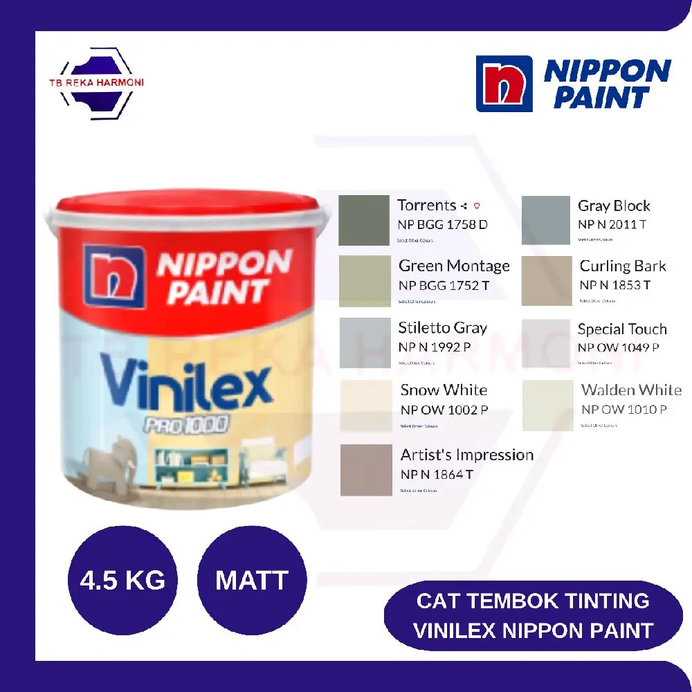 CAT TEMBOK VINILEX PRO 1000 INTERIOR 4.5 KG NIPPON PAINT