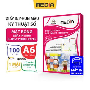 Giấy In Ảnh A6 (10x15) Media 1 Mặt In Bóng 100 Tờ 135/180/210/230gsm , Giấy Ảnh Glossy In Ảnh Thẻ Photo Paper, Giấy In Phun Màu Phụ Kiện Camera