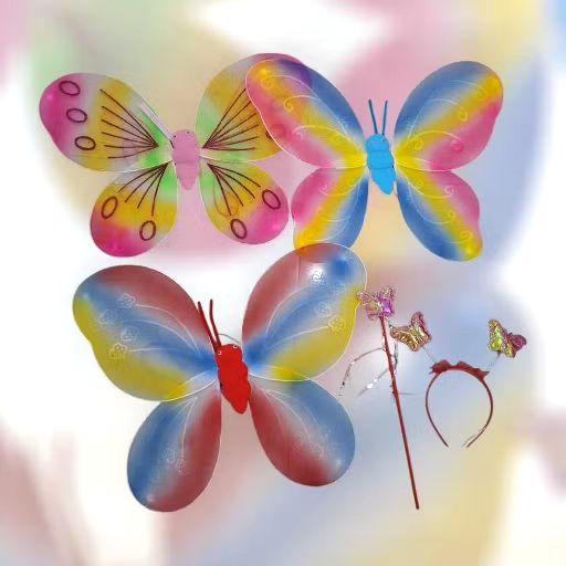 ZHAFIRA KIDS STORE - 1sett 4in1 SAYAP PERI KUPU KUPU LED SAYAP TONGKAT BANDO ROK TUTU / SAYAP PERI / FAIRY WING KOSTUM PESTA KARNAVAL PENTAS Aksesoris Fashion