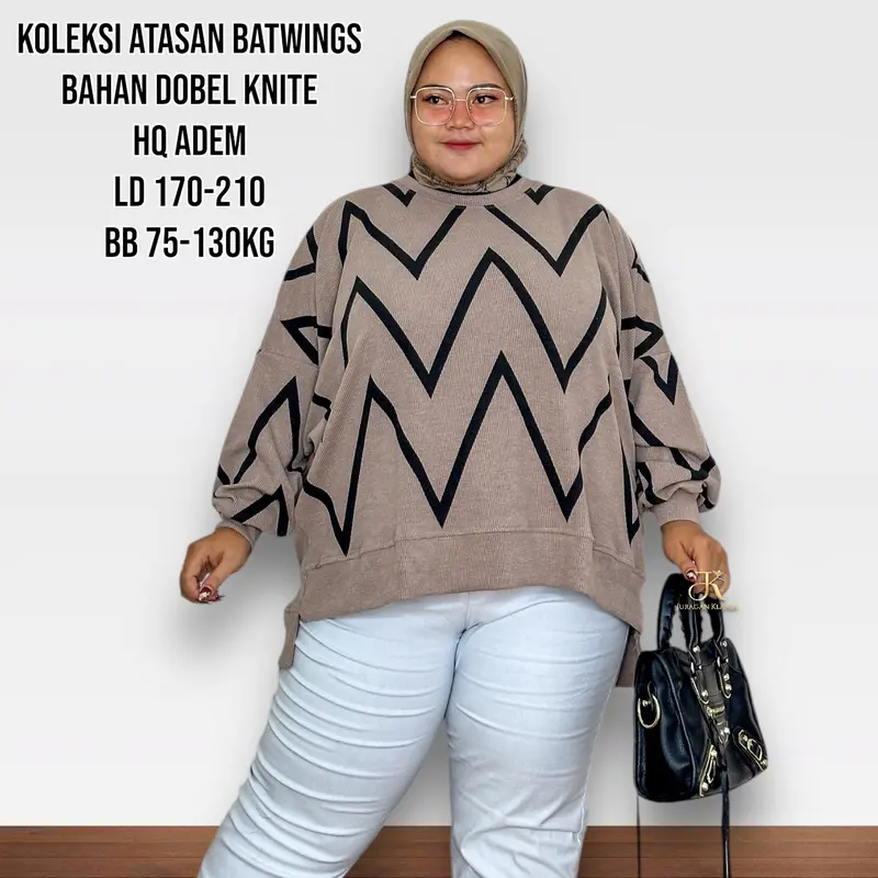 Atasan Knite Batwings Jumbo LD 170-210 Estimasi BB 85-140KG Hq Free Bros Muslim Wanita Knitwear Baju Oversize Panjang | By Juragan Klambi 0