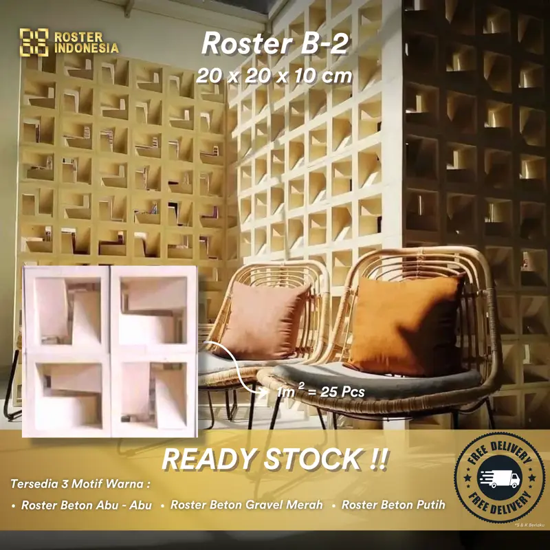 Roster Dua Sisi, Roster Beton Dua Sisi, Ukuran 20 x 20, Roster Indonesia 2