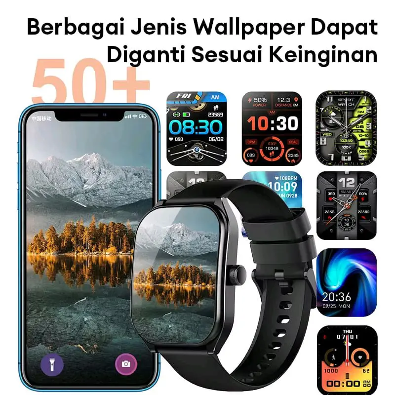 Aolon Curve Jam Tangan SmartWatch Amoled IP68 Waterproof 2.01-inch Curved IPS Screen Bluetooth 5