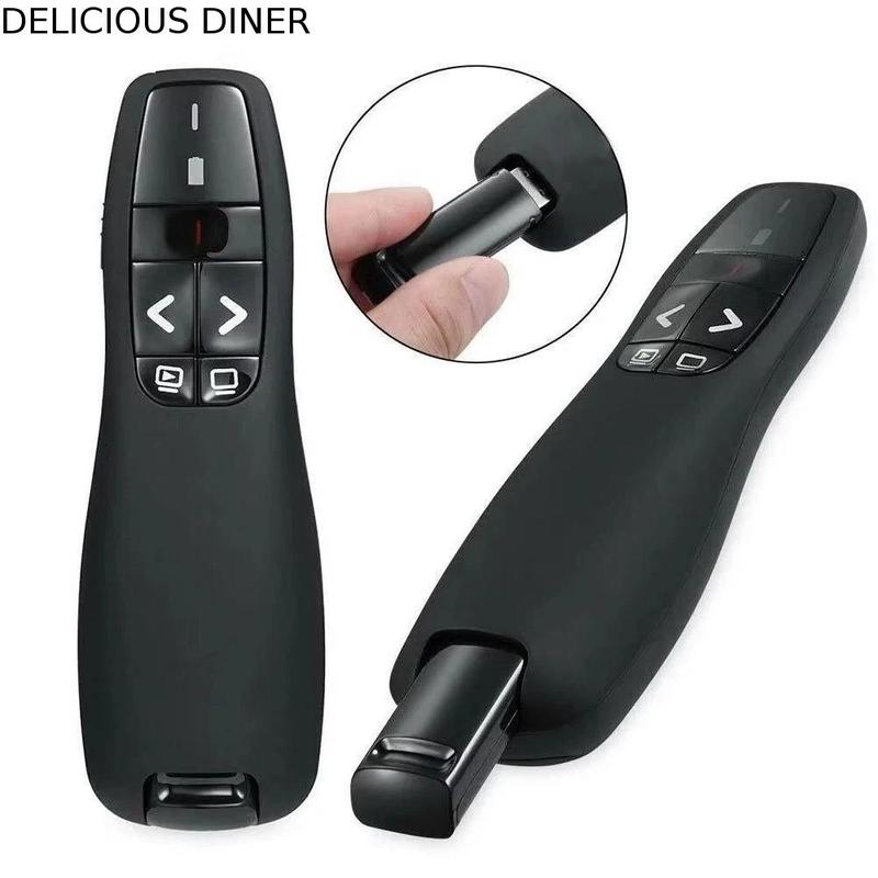 DELICIOUS DINER Trình chuyển trang đa phương tiện Điều khiển USB Người thuyết trình thông minh Powerpoint Điều khiển từ xa hồng ngoại Cuộc họp Máy thuyết trình không dây 2.4GHz Con trỏ laser Trình bày từ xa Bộ điều khiển bấm chuột PowerPoint PPT Giáo viên