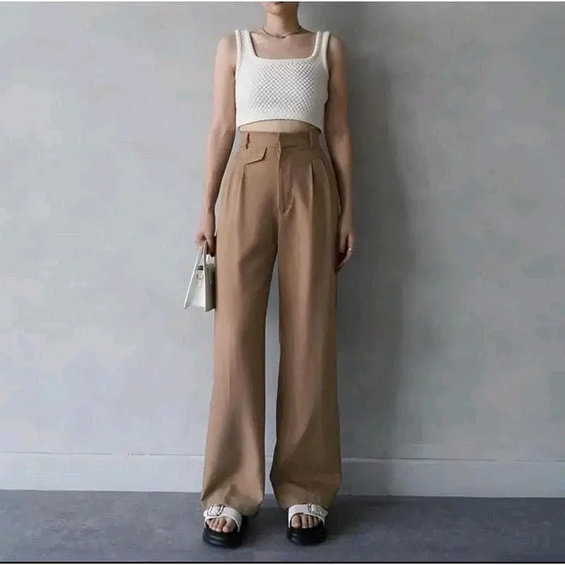 valies-Oro pants Celana panjang wanita kantor lose pants Trouser higwaist kekinian anti kusut Kulot loose 2