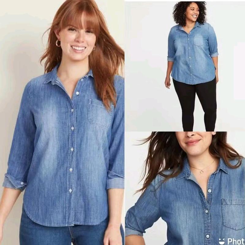 Relaxed Chambray Classic Shirt for Women denim Blouse Jeans label cut / gunting 0