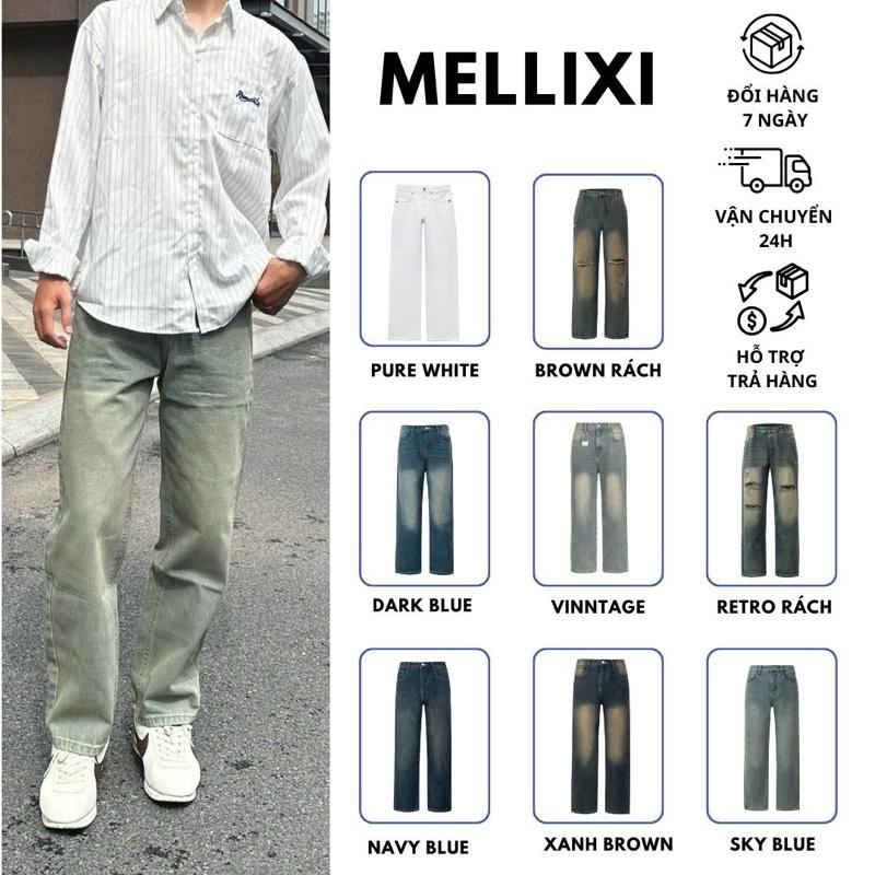 Quần jean nam cạp cao ống baggy suông quần bò baggy nam phom xuông chất jeans mềm dày dặn xu hướng 2023 Menswear Pants Có Túi