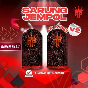AP KING Sarung Jempol V2 Premium Merah Logo Reflective & Responsif Untuk Game Free Fire & Mobile Legends Gaming Lancar Bahan Baru Kualitas Baik