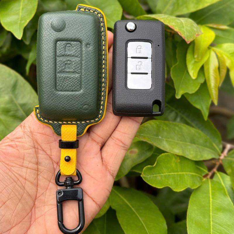 Bao Da Chìa Khoá Gập Chìa Cơ Mitsubishi Xpander Triton Attrage ... Da Bò Epsom - Bảo Hành 12 Tháng