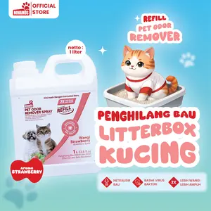 NOVAMOS (Kemasan 1 Liter) Penghilang Bau Kotoran Kucing Anjing - Pet Odor Remover Refill Parfum Pewangi Ruangan Pengharum Pasir Kucing Penghilang Bau Pesing Kandang Kucing Pengilang Bau Tidak Sedap Cairan Pembersih Lantai