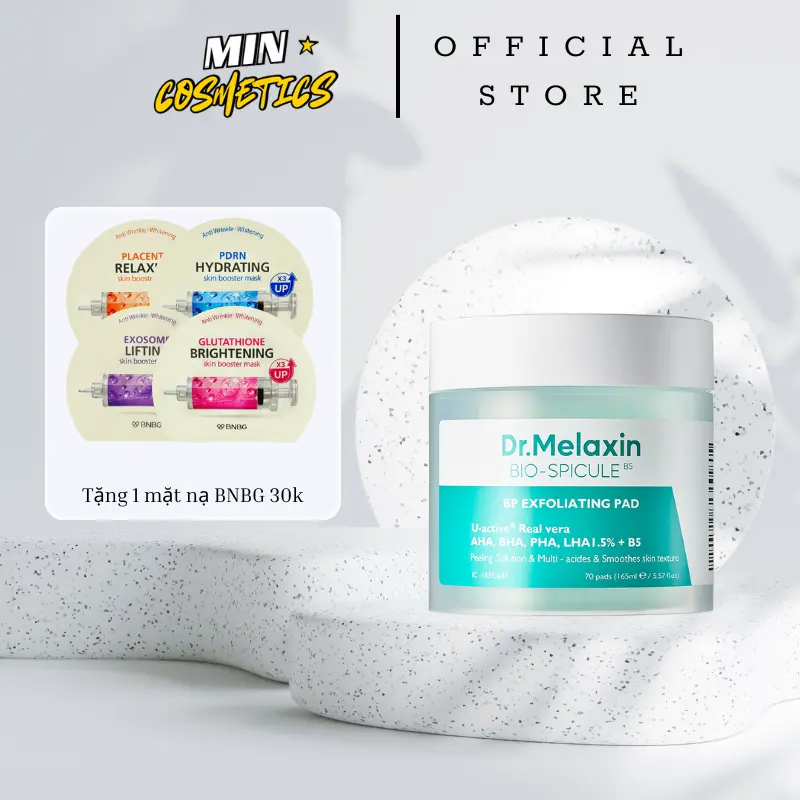 Dr. Melaxin -Toner PAD BP Tẩy tế bào chết, chăm sóc chuyên sâu lỗ chân lông ( 70 miếng ) (tặng nạ BNBG) 0