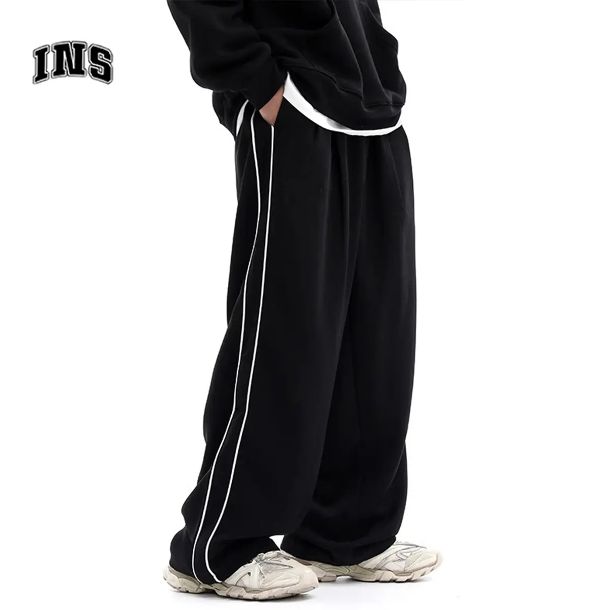 Celana olahraga pria celana pinggang karet pria celana oversize pria korean style kasual celana kulot pria hitam baggy Celana pria Terbaru