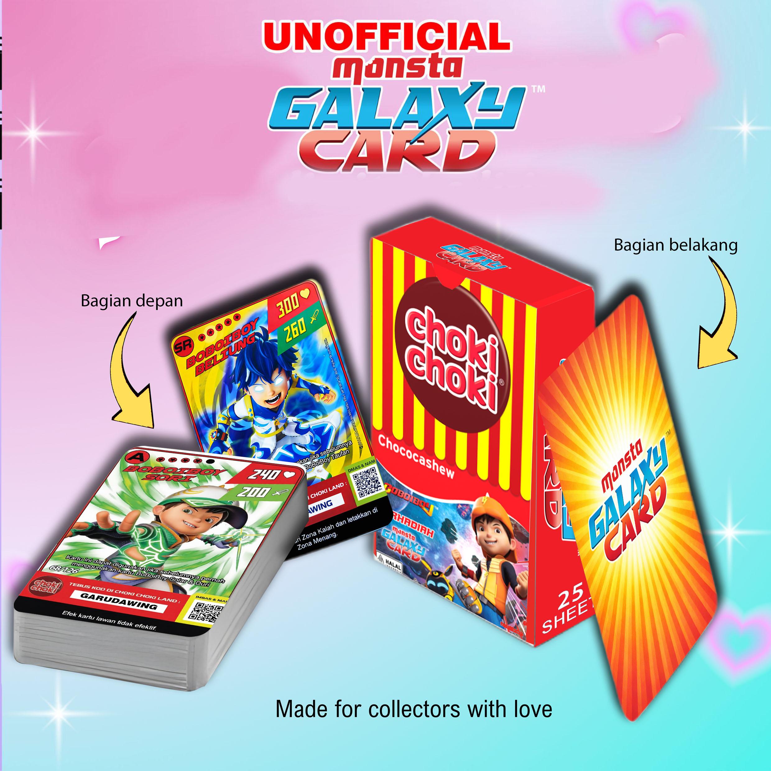 UNOFFICIAL KARTU/KAD BOBOIBOY Choki Choki MONSTA GALAXY CARD (MGC) PREMIUM 25 SHEET