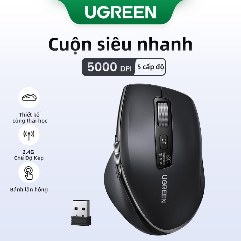 【Con lăn siêu nhanh UGREEN 2.4G Hai Chế Độ 5000DPI Cuộn Nhanh 1000 Dòng Chuột Bluetooth Không Dây 5.4 Thiết Kế Công Thái Học Nút Bấm Im Lặng Tương Thích Với MacBook Và Laptop,sku:45792