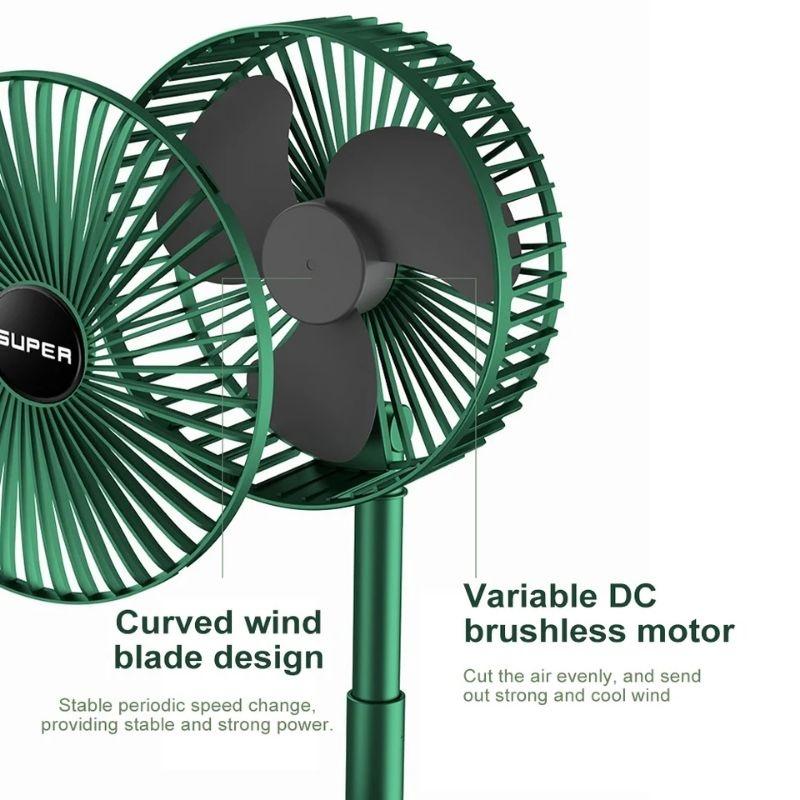 Product Introduction of Telescopic Folding Fan Rechargeable Mini Desk Fan / USB Portable Fan / Table Fan Strong Wind Quiet Adjustable Kipas 25