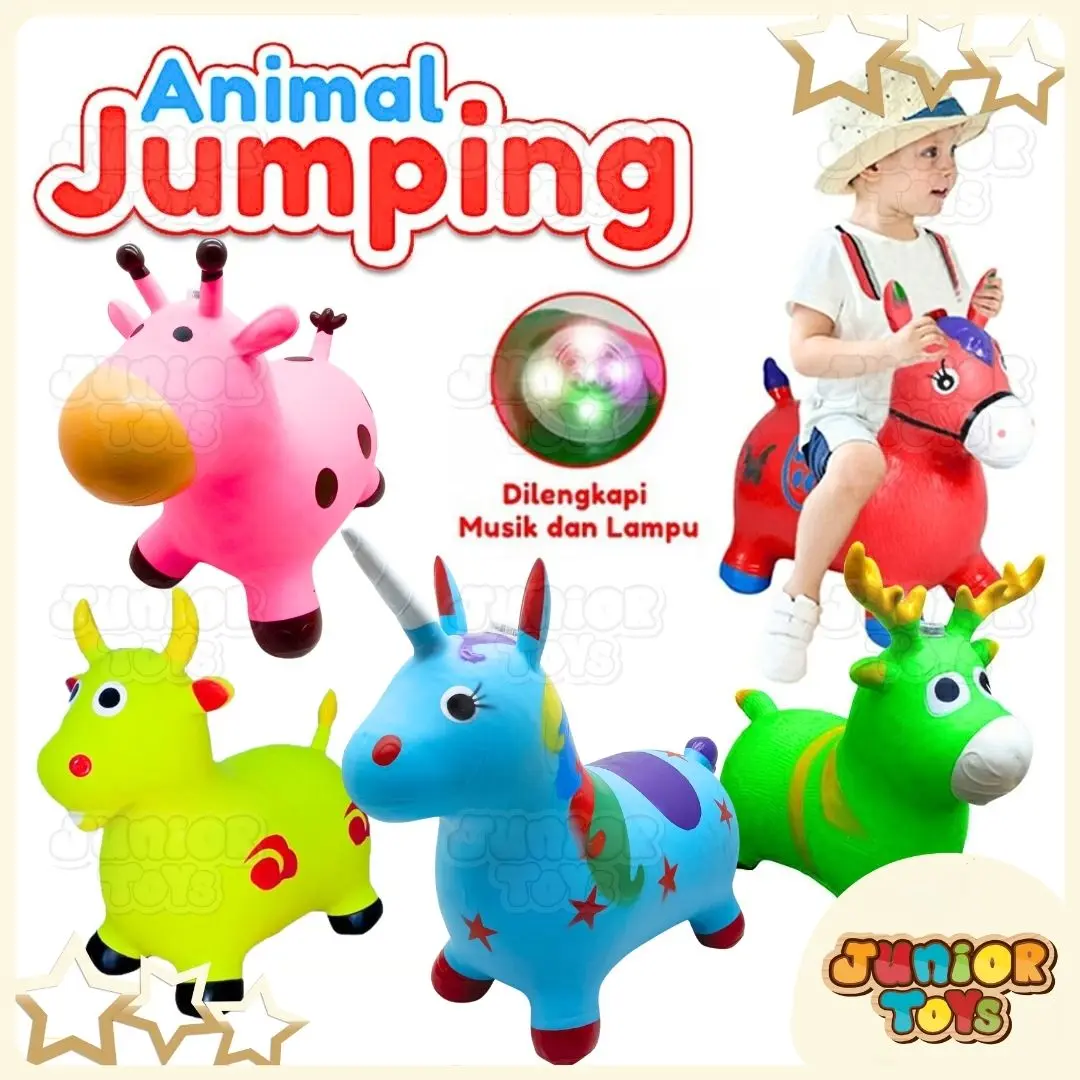 Kuda Kudaan Karet Jumping Animal Mainan Bisa Dinaiki Anak Hewan Genjot Unicorn Sapi Rusa Pegasus Kancil Children Bouncer Inflatable Toys