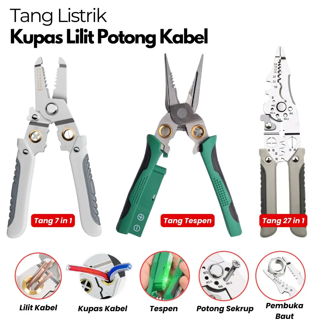 Tang Potong Kupas Kabel Lilit Kabel 7 in 1 Crimping Skun Wire Pliers tang taspen listrik  multifungsi