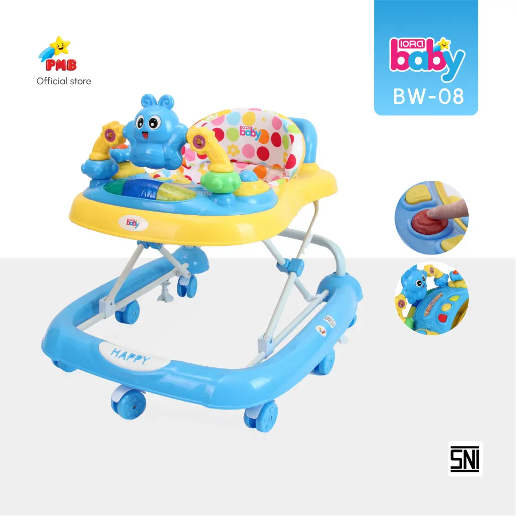 ALAT BANTU BERJALAN BAYI ADA MUSIK DAN MAINAN EDUKASI BABY WALKER BW 08 IORA PMB TOYS Biru Pink/KADO NEWBORN/KADO LAHIRAN/KADO AQIQAH
