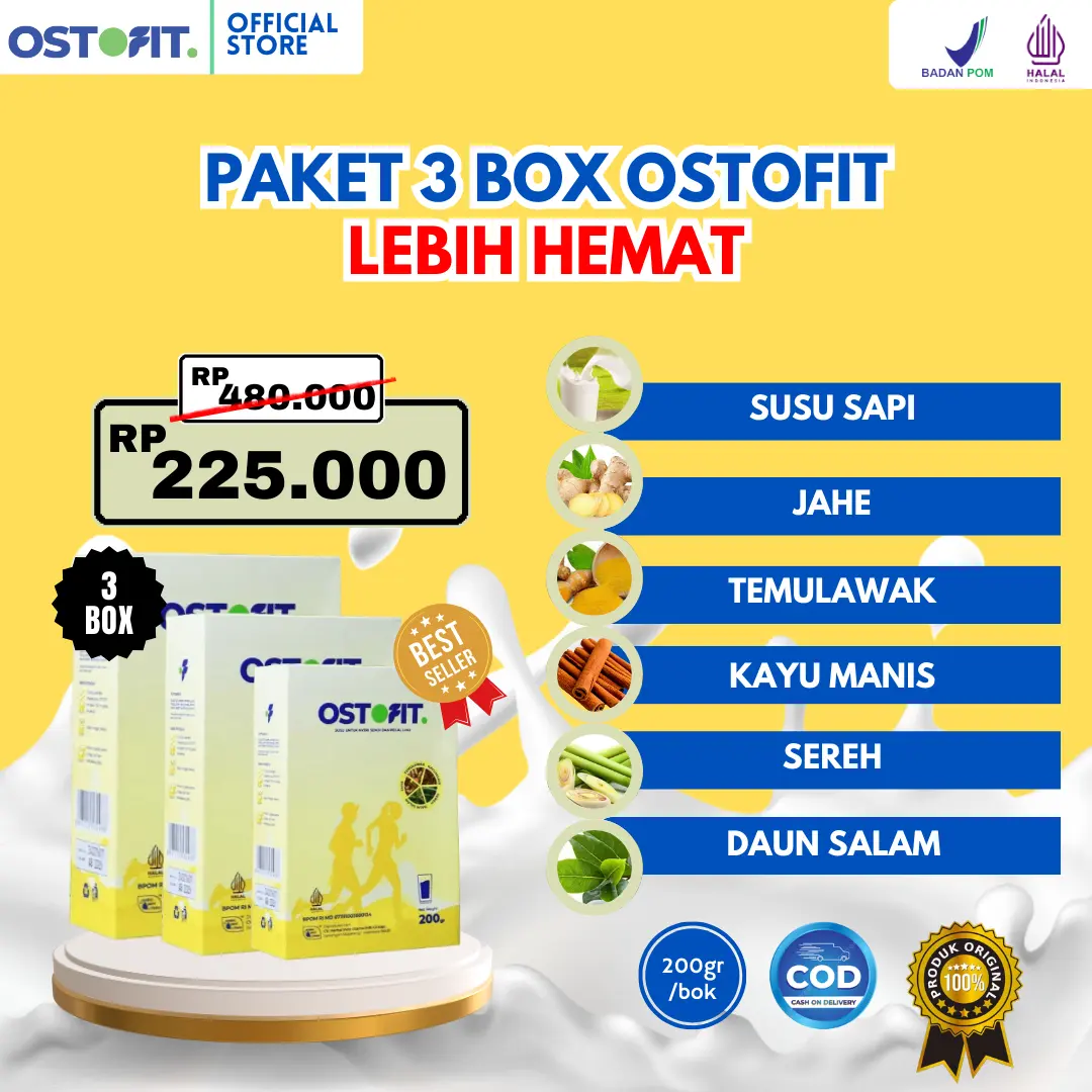 Susu Ostofit 3 Box Original | Minuman Susu Bubuk Murni BPOM HALAL | AKUN RESMI OSTOFIT [Bisa COD]
