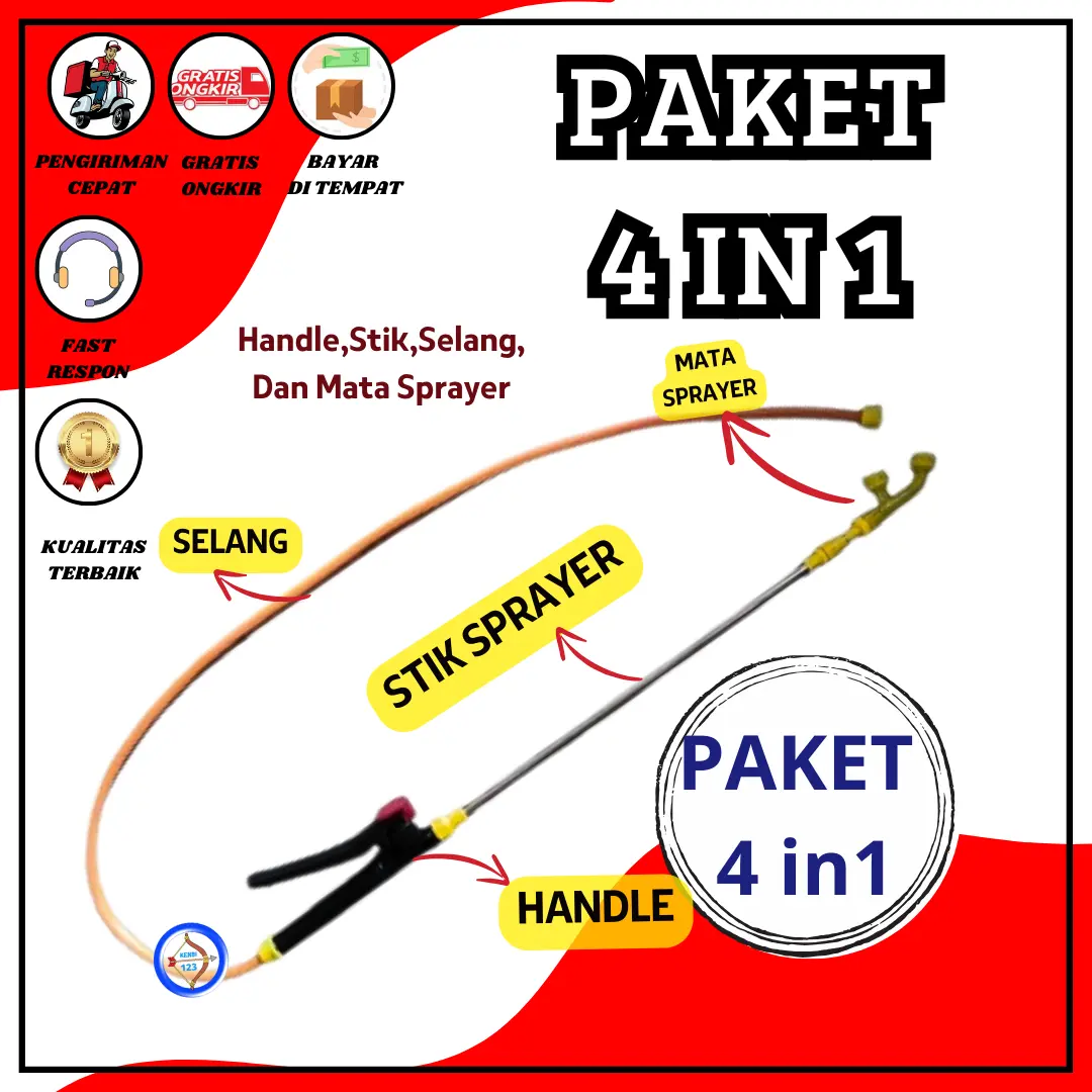 Paket Sprayer Electric Sprayer taman Paket 4in1 (SELANG OREN+STIK KUNING+HANDLE+MATA 2 LUBANG)