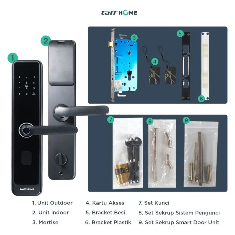 TaffHOME Smart Door Lock Fingerprint Password Card Alarm - S203 7