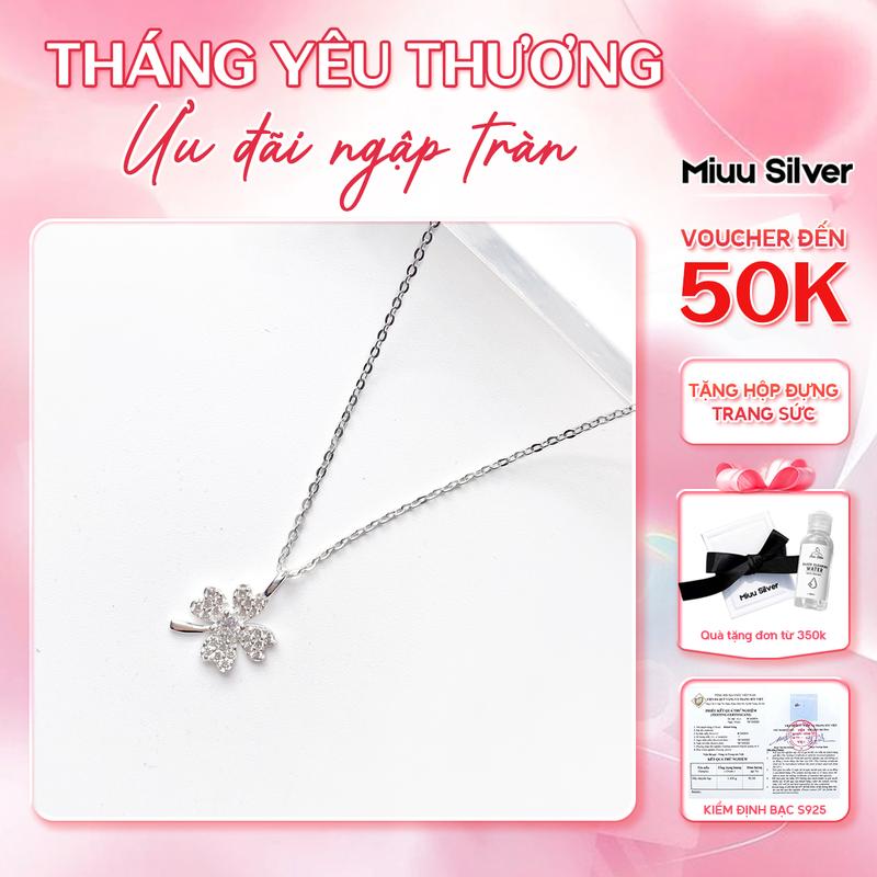 Dây chuyền bạc 925 Miuu Silver, vòng cổ Four - Leaf Clover nữ tính