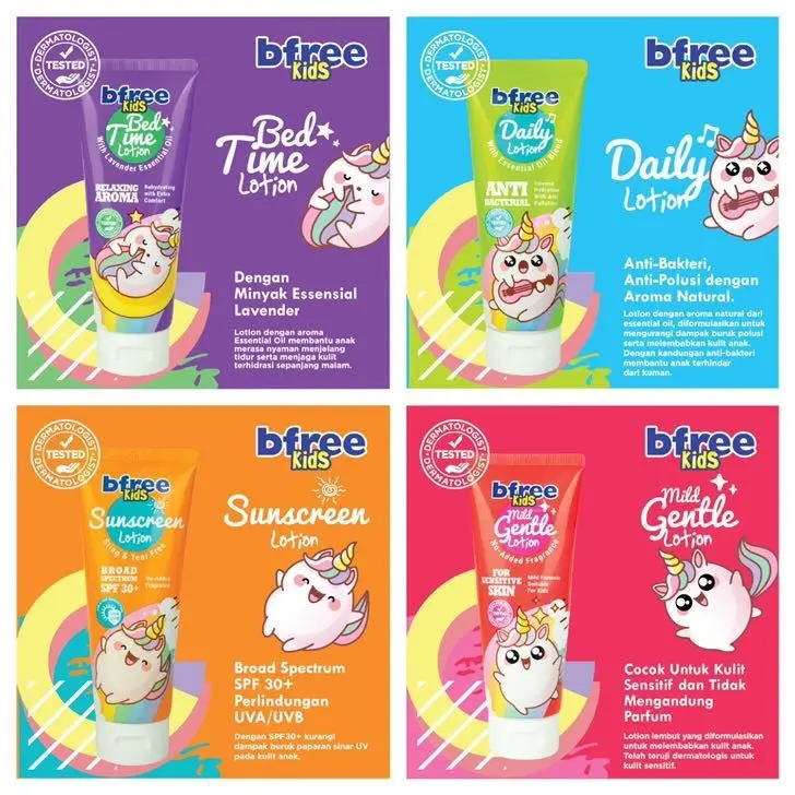 BFREE Kids Lotion 100ml Daily/Mild & Gentle/Sunscreen SPF30+ 1