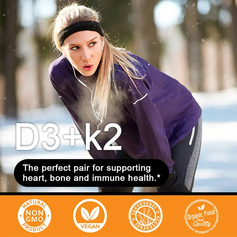 Vitamin D3+K2-Tulang, Sistem Kekebalan Tubuh, Kardiovaskular-30/60/120 Kapsul 2