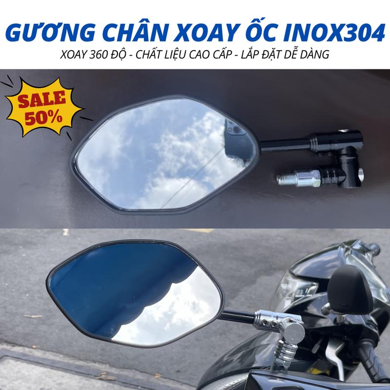  Gương AB Năm Cạnh Tùy Chọn Chân Xoay 360 Độ Nhôm CNC Lắp Đặt Cho Các Dòng Xe Máy - Phụ Tùng 