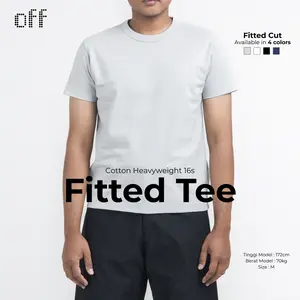 off - 245GSM Classic Fitted Tee Premium | T-Shirt Kaos Potongan Fit Cut Cotton Heavyweight in Silver Grey Unisex Pria Wanita COD