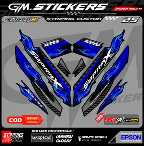 STRIPING STIKER VARIASI HONDA SUPRA X 125 KARBU 2008-2012 MOTIF API KARBON KPH K14