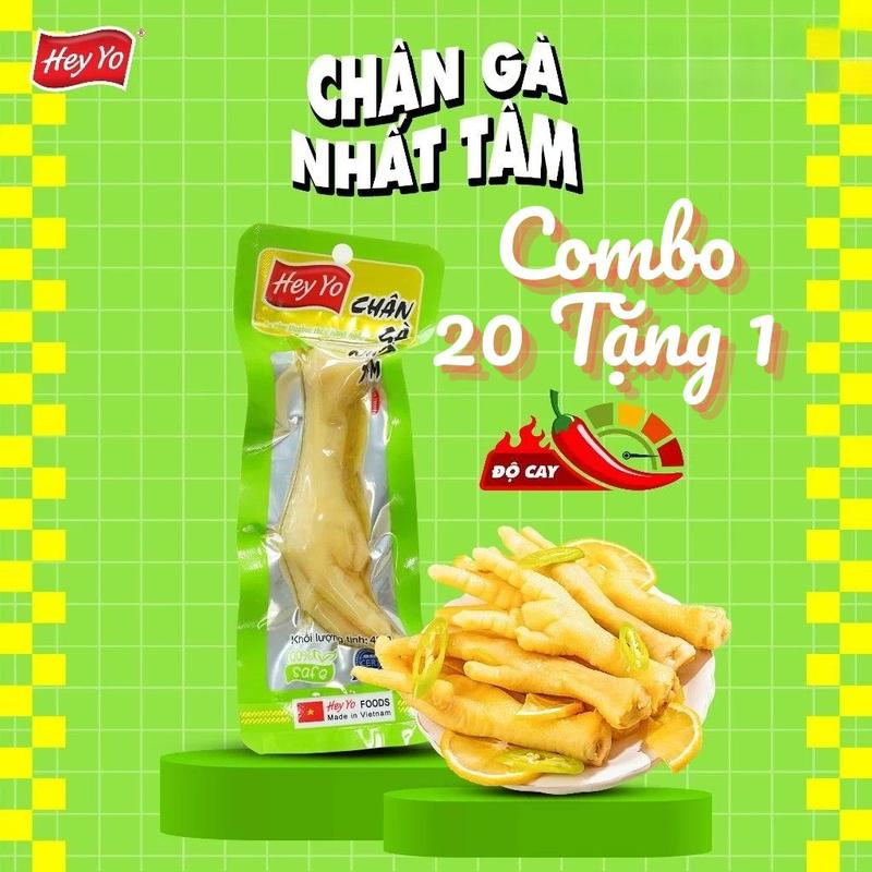 COMBO Chân Gà Cay Ớt Xanh Nhất Tâm Combo 5 chân,  10 chân gà heyyo Gói 40g Chua Cay Hút Chân Không Sản Phẩm Đạt Chuẩn Vệ Sinh Thực Phẩm
