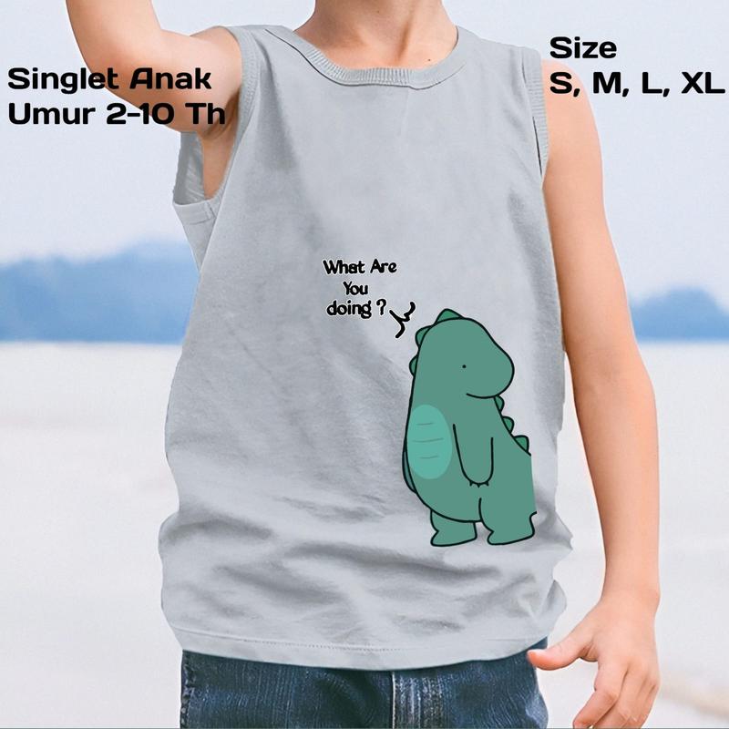 Kaos Lekbong Ideal Anak Cowok/Cewek Unisex Singlet 2-10 Tahun Trendy Ideal DINO- Fashion Perempuan - Baju Laki-Laki 3