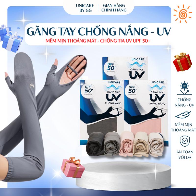  UNICARE LIVE  Găng Tay Chống Nắng Lái Xe Unicare - TẶNG Thêm Khẩu Trang 9A + Thẻ Test UV | Chống Tia UV UPF 50+ Chất Vải Lụa Băng Mát Lạnh Thoáng Mát Che Được Cả Bàn Tay Dành Cho Nam Nữ 