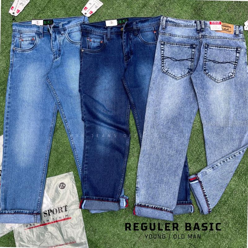236JO - Celana Jeans Panjang Pria Fashion Spray Reguler Pants Denim 2