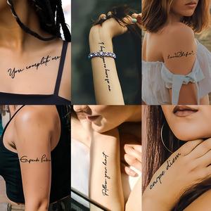 Tatu Sementara, Reka Bentuk Frasa Bahasa Inggeris, Tahan 15 Hari, Kalis Air, Tahan Gosok, Pelekat Tatu