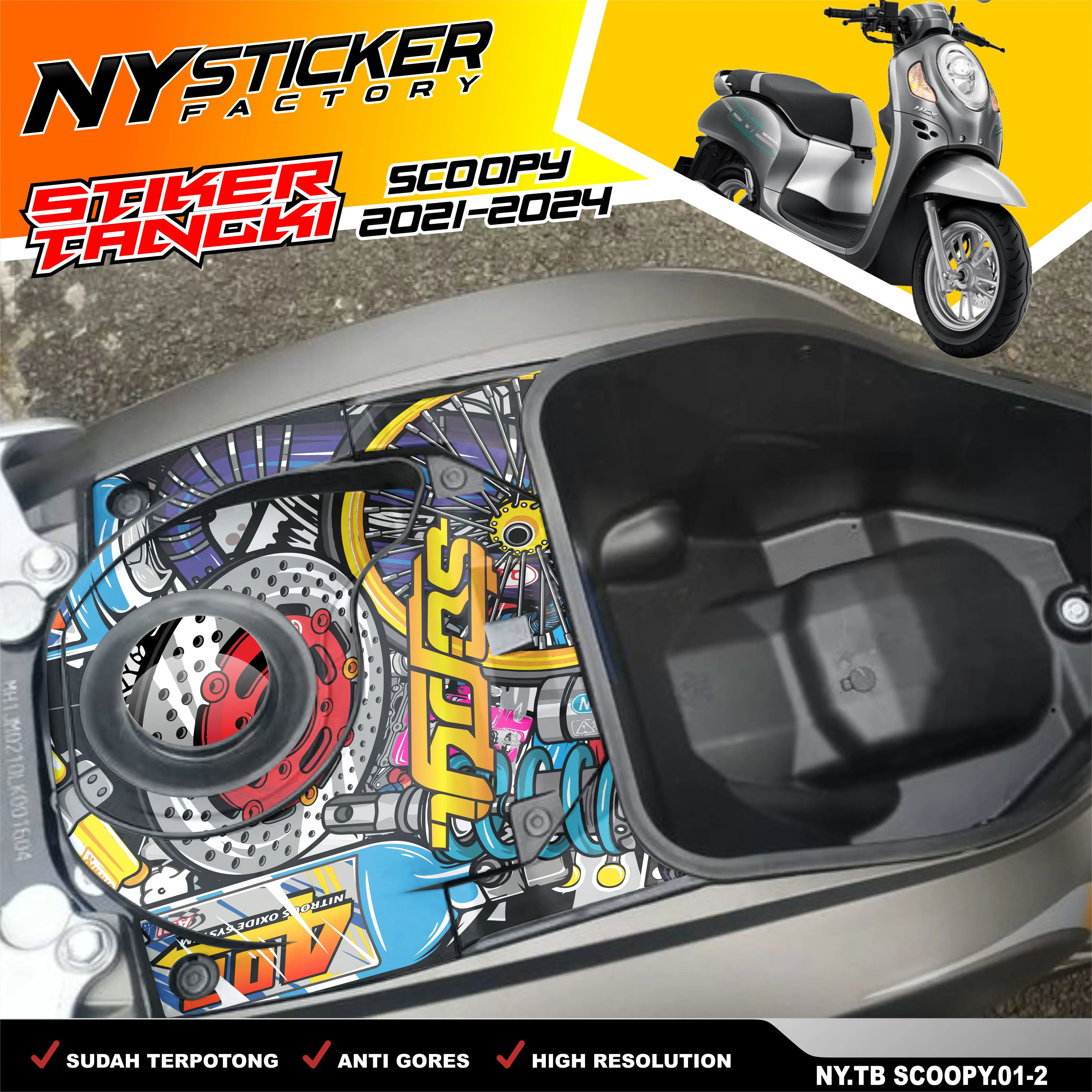 Stiker Tangki Bensin Scoopy 2021 - 2024 Sticker Tangki Motor Scoopy  Anti Luntur NY 01