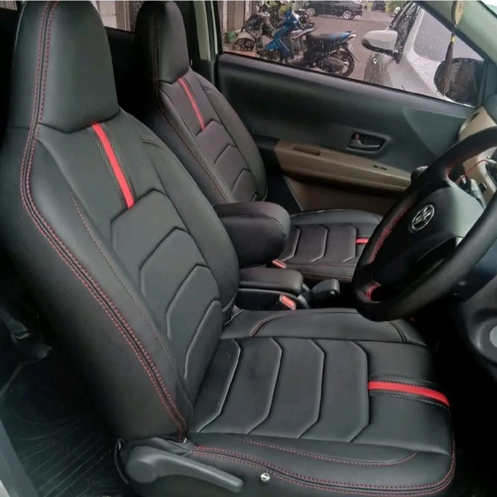 Sarung jok mobil cayla sigra 3 baris Car (BONUS BANTAL LEHER)