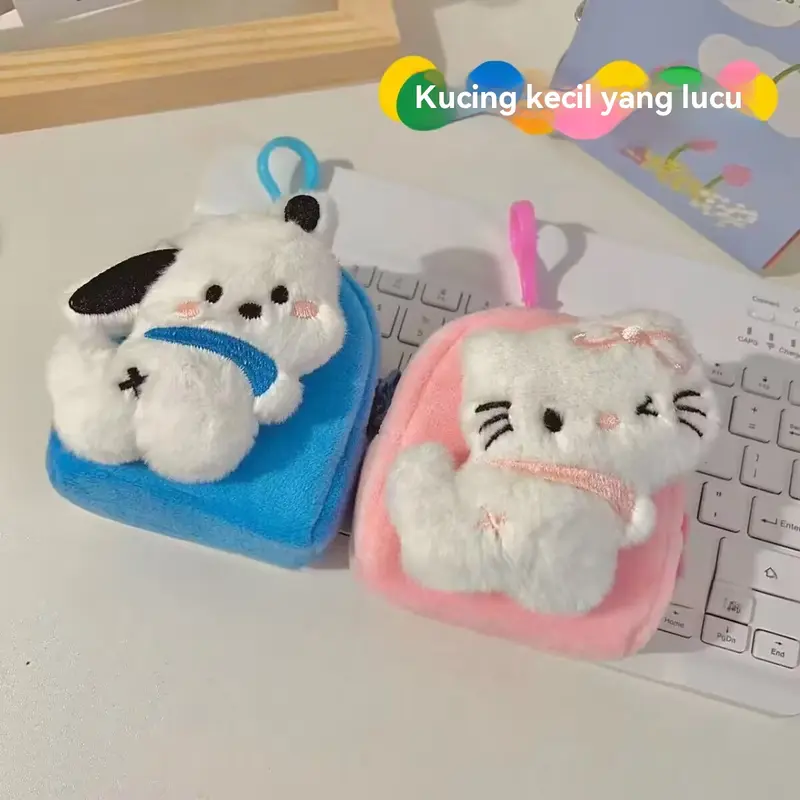 Gantungan Kunci Multifungsi Dompet Koin & Tempat Headphone Mini Keychain Gantungan Kunci Tas Sekolah Liontin Kecil Kartun Gantungan Kunci Gantungan Tas Bonekadompet Koin Dompet Receh Headset Bag Tas Penyimpanan Headphone Liontin Hadiah 6