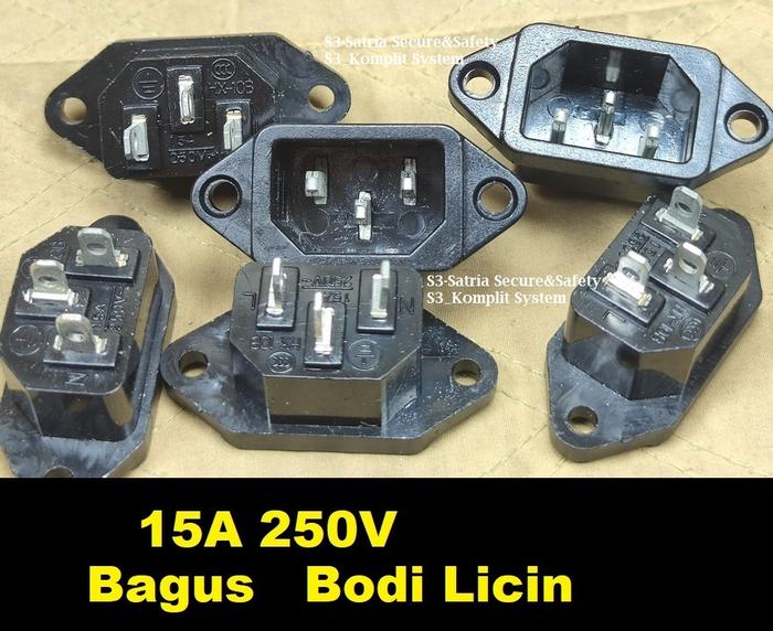 bagus mulus licin Socket input iec inlet AC (minimal 20pcs bisa klik lebih dari 20 pcs ) in kabel po