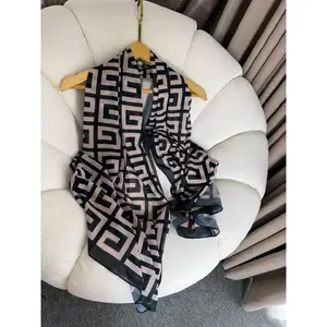 Pashmina syal printing motif pattren mono Elegant jahit tepi
