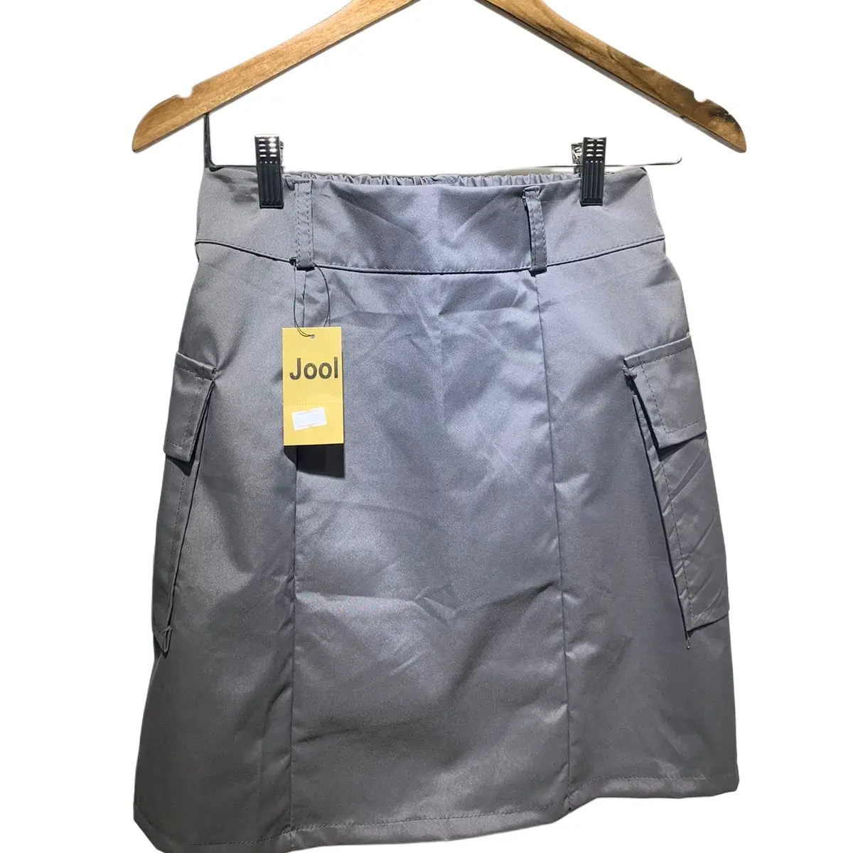 Rok cargo pendek wanita, kantong kanan, kiri